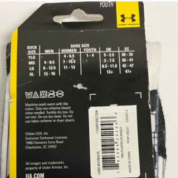 Under Armour UA Boy's Alter Ego Batman Super Hero Socks 2 Pair - Picture 7 of 7